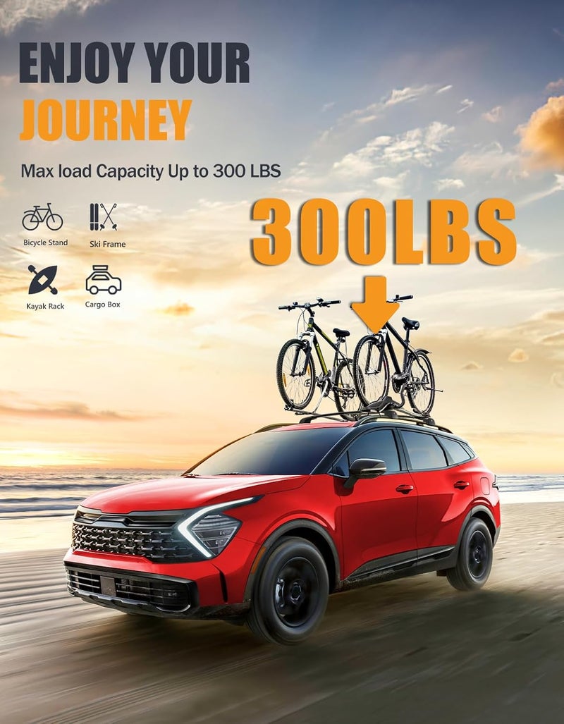 KINGGERI 300lbs Roof Rack Cross Bars Compatible with 2023-2026 Kia Sportage X-line AWD/X-Pro/X-Pro Prestige Trims with Raised Side Rail, Lockable Heavy Duty Aluminum Roof (Not for Panoramic sunroof) - Image 3